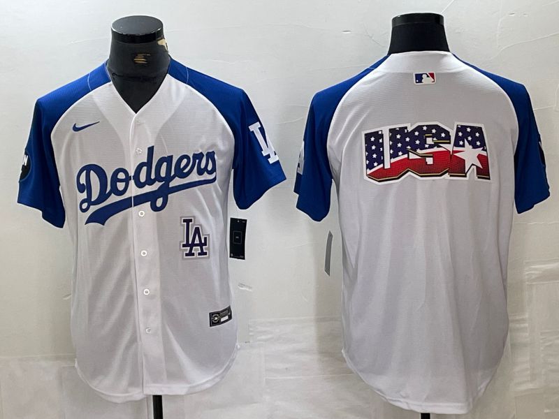 Men Los Angeles Dodgers Blank White Fashion Nike Game MLB Jersey style 8